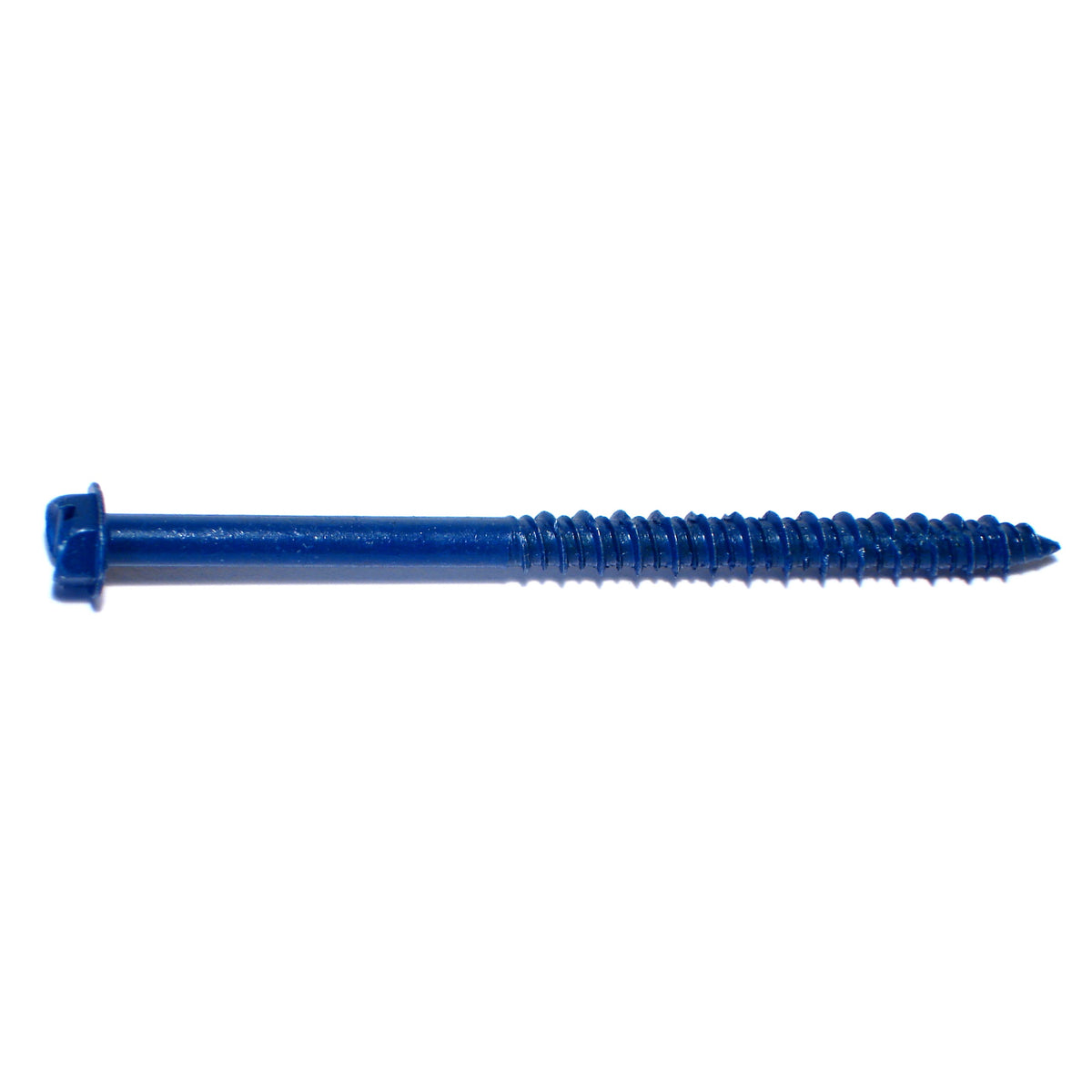 1/4" 3-3/4" Blue Ruspert Coated Steel Slotted Hex Washer Head Masonry Screws