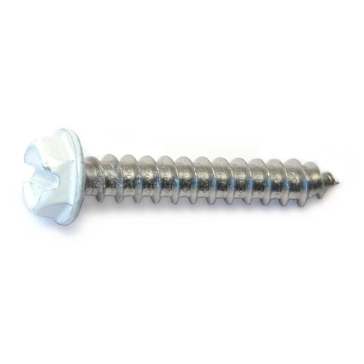 #8-14 x 1" White Painted 18-8 Stainless Steel Hex Washer Head Sheet Metal Screws
