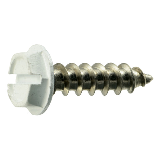 #10-11 x 3/4" White Painted 18-8 Stainless Steel Hex Washer Head Sheet Metal Screws