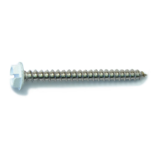 #10-11 x 2" White Painted 18-8 Stainless Steel Hex Washer Head Sheet Metal Screws