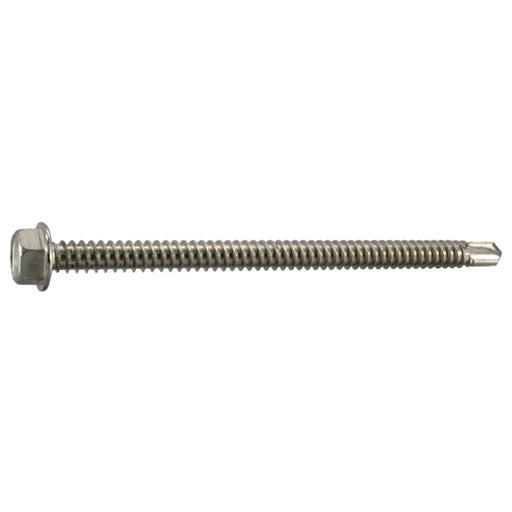 #14-13 x 4" 410 Stainless Steel Hex Washer Head Self-Drilling Screws