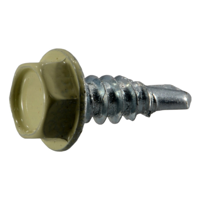 #8 x 1/2" Beige Painted Zinc Plated Steel Hex Washer Head Gutter Screws