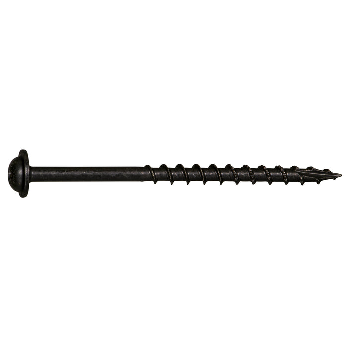 #7 x 2-1/2" Black Phosphate Steel Coarse Thread Star Drive Round Washer Head Pocket Screws