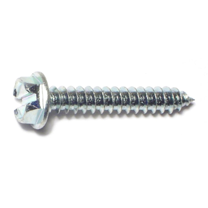 #8 x 1" Zinc Plated Steel Slotted Hex Washer Head Sheet Metal Screws