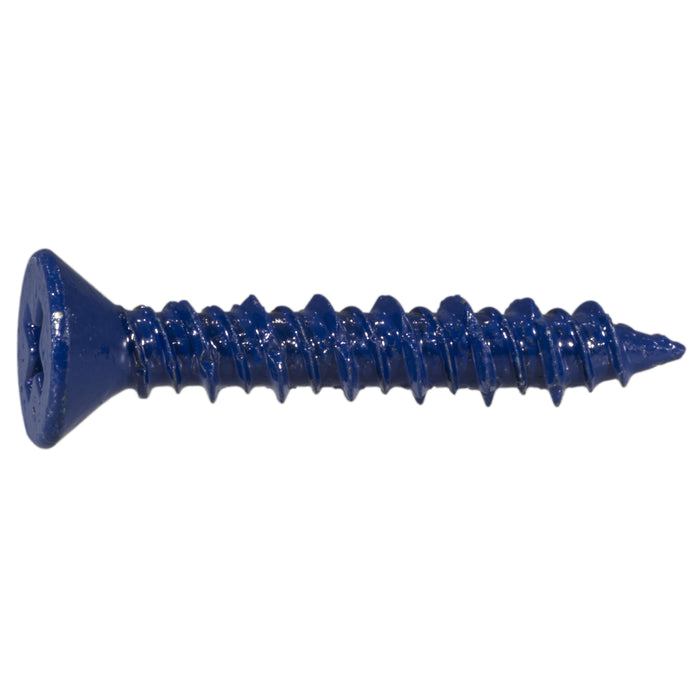 3/16" x 1-1/4" Blue Ruspert Coated Steel Phillips Flat Head Masonry Screws