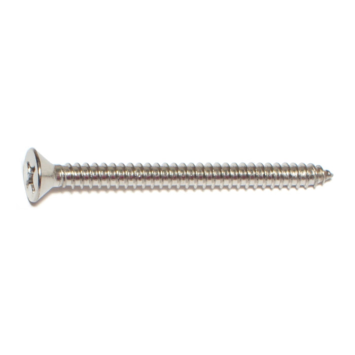 #12 x 2-1/2" 18-8 Stainless Steel Phillips Flat Head Sheet Metal Screws