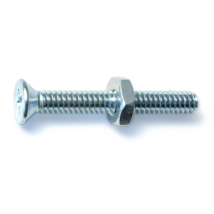 #10-24 x 1-1/2" Zinc Plated Steel Coarse Thread Phillips Flat Head Machine Screws