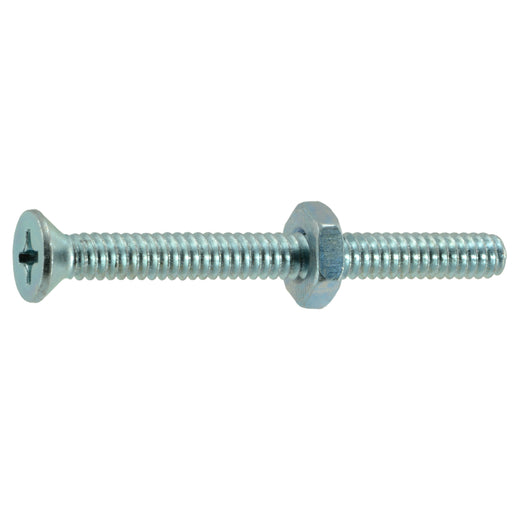 #10-24 x 2" Zinc Plated Steel Coarse Thread Phillips Flat Head Machine Screws