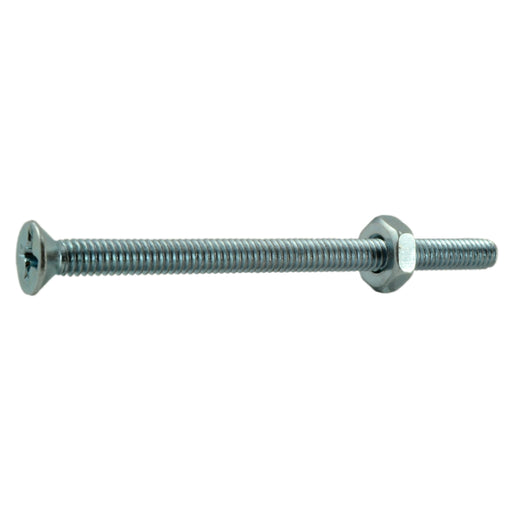 #8-32 x 2-1/2" Zinc Plated Steel Coarse Thread Phillips Flat Head Machine Screws