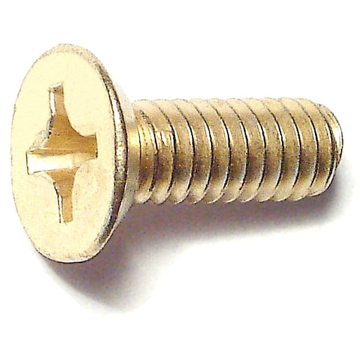 #12-24 x 5/8" Brass Plated Steel Coarse Thread Phillips Flat Undercut Head Machine Screws