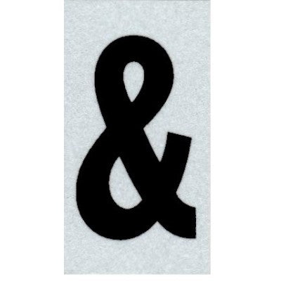 1" - "&" Straight Black Reflective
