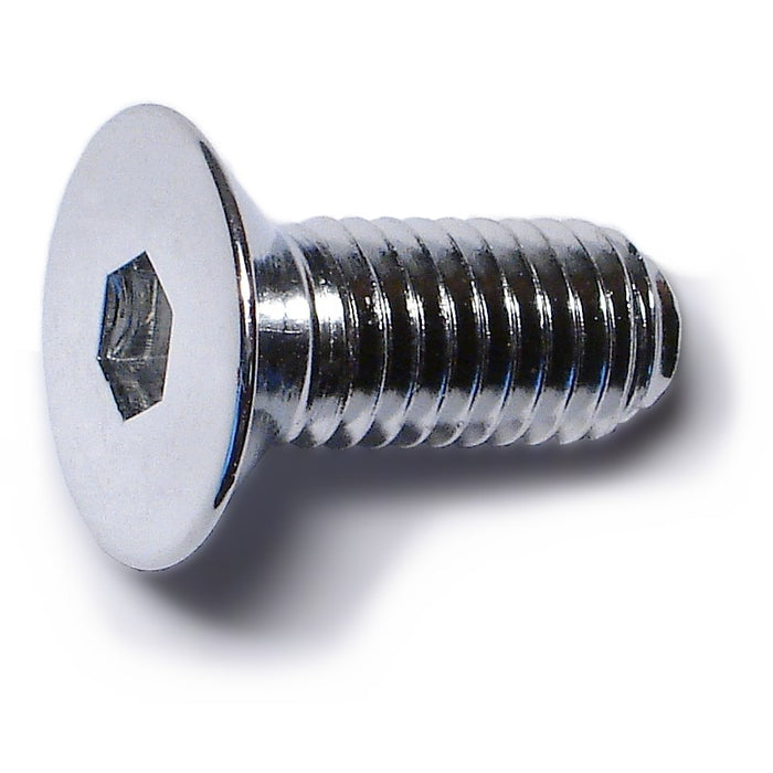 8mm-1.25 x 20mm Chrome Plated Class 10.9 Steel Coarse Thread Flat Head Hex Socket Cap Screws