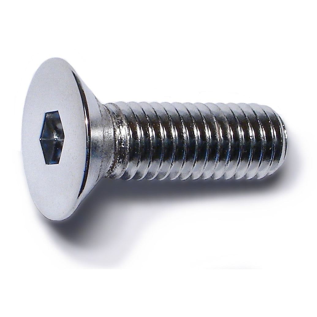 8mm-1.25 x 25mm Chrome Plated Class 10.9 Steel Coarse Thread Flat Head Hex Socket Cap Screws
