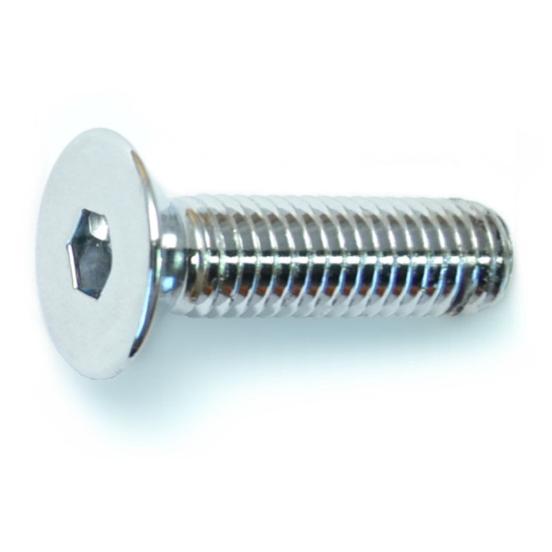 8mm-1.25 x 30mm Chrome Plated Class 10.9 Steel Coarse Thread Flat Head Hex Socket Cap Screws