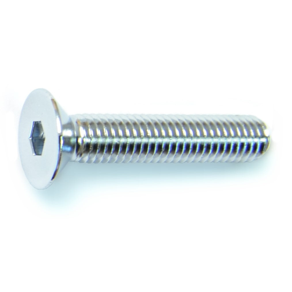 8mm-1.25 x 40mm Chrome Plated Class 10.9 Steel Coarse Thread Flat Head Hex Socket Cap Screws