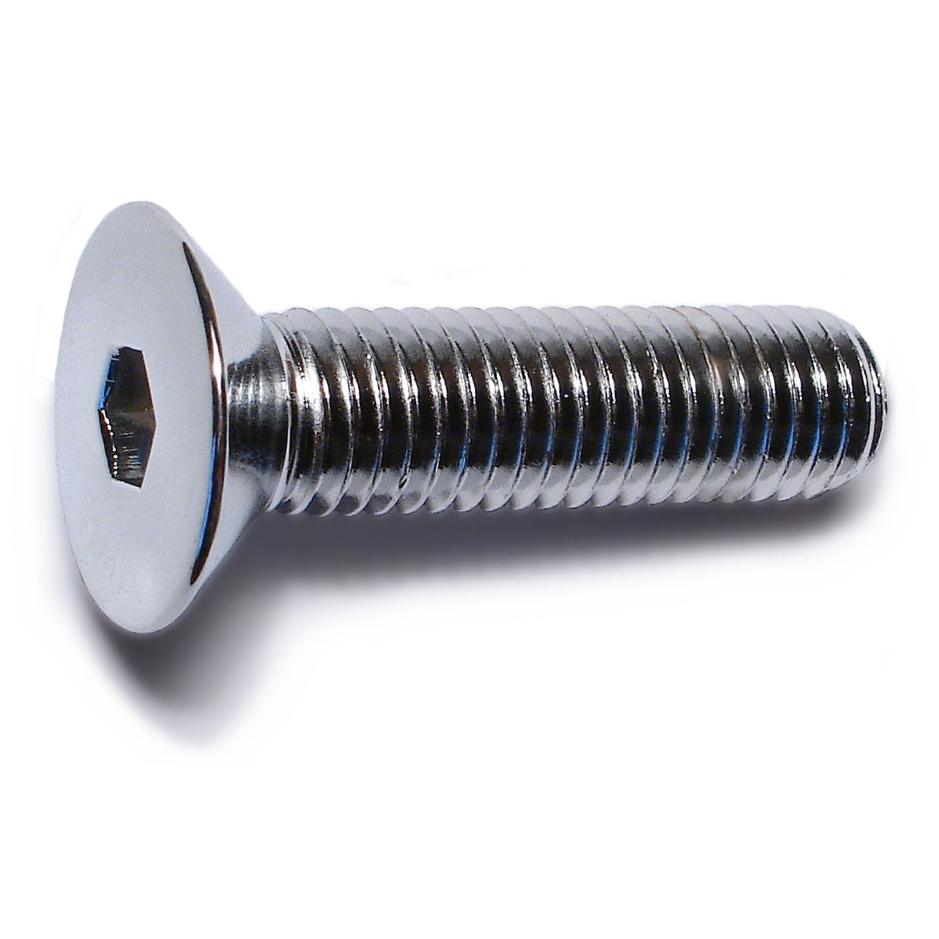 10mm-1.5 x 40mm Chrome Plated Class 10.9 Steel Coarse Thread Flat Head Hex Socket Cap Screws