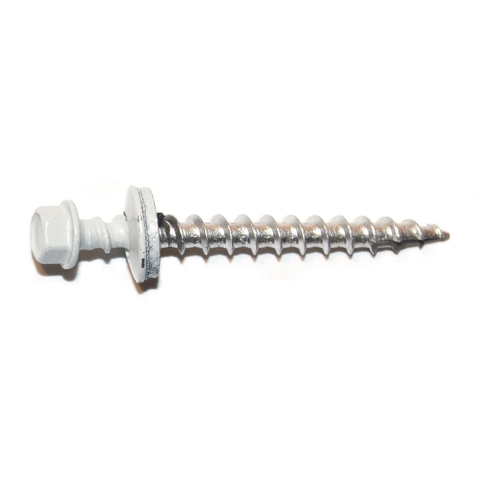 #10 x 2" White Painted Steel Hex Washer Head Type 17 Pole Barn Self-Drilling Screws