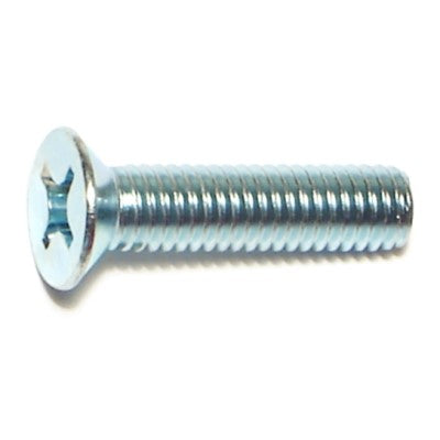 6mm-1.0 x 25mm Zinc Plated Class 4.8 Steel Coarse Thread Phillips Flat Head Machine Screws