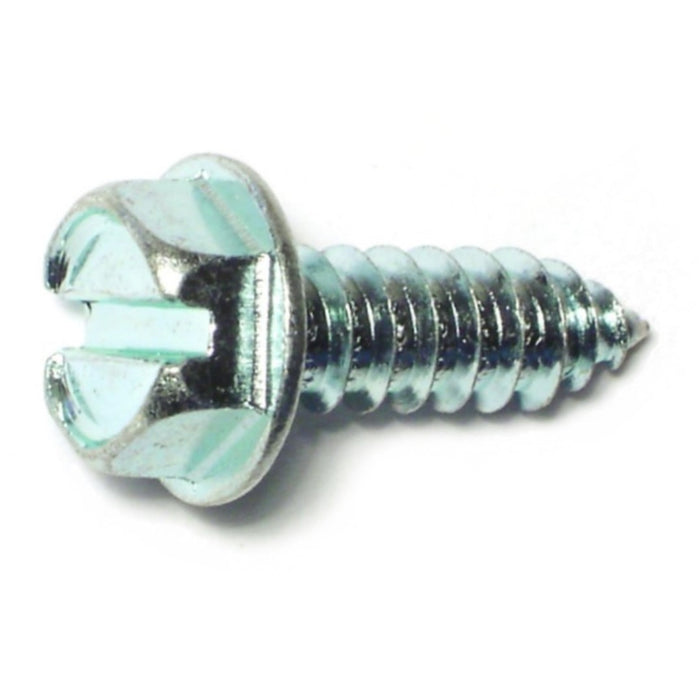 #14 x 3/4" Zinc Plated Steel Slotted Hex Washer Head Sheet Metal Screws