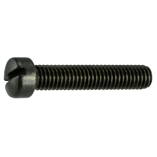 #10-32 x 1" Black Oxide Steel Fine Thread Slotted Fillister Head Gun Screws