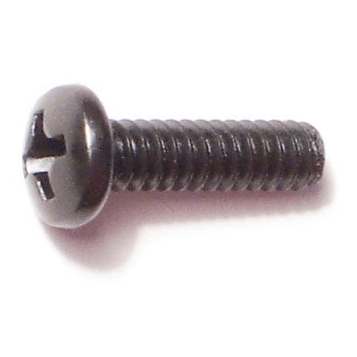 #6-32 x 1/2" Black Oxide Steel Coarse Thread Phillips Pan Head Machine Screws