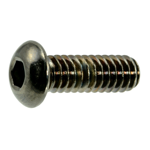 1/4"-20 x 3/4" Black Chrome Plated Steel Coarse Thread Button Head Socket Cap Screws