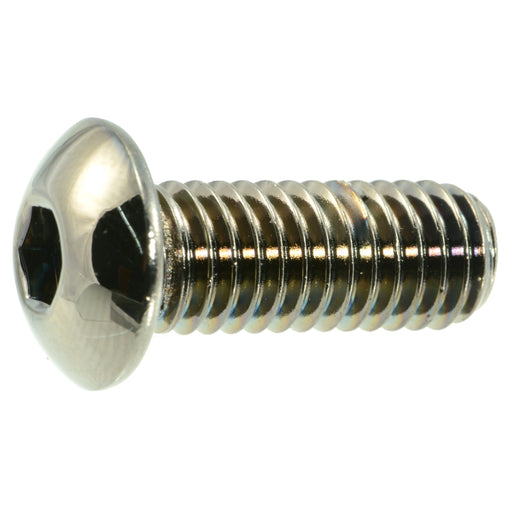 3/8"-16 x 1" Black Chrome Plated Steel Coarse Thread Button Head Socket Cap Screws
