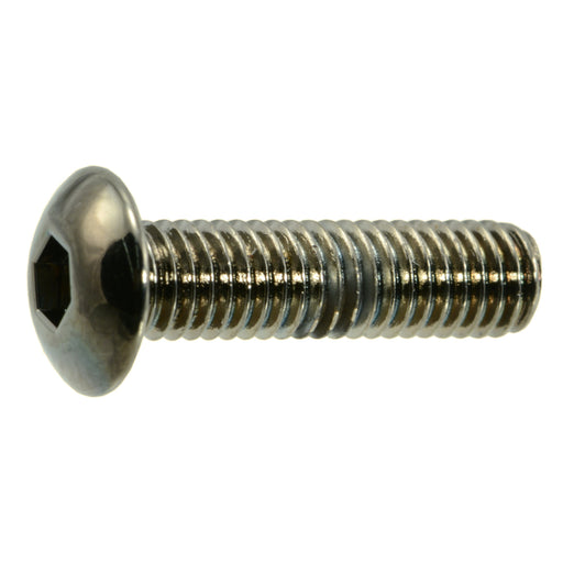 #10-32 x 3/4" Black Chrome Plated Steel Fine Thread Button Head Socket Cap Screws