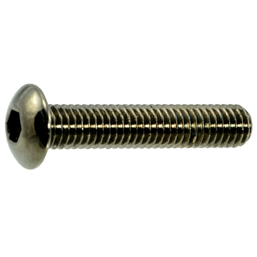 #10-32 x 1" Black Chrome Plated Steel Fine Thread Button Head Socket Cap Screws