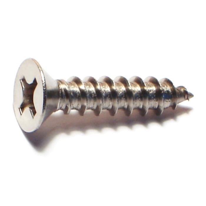 #12 x 1" 18-8 Stainless Steel Phillips Flat Head Sheet Metal Screws