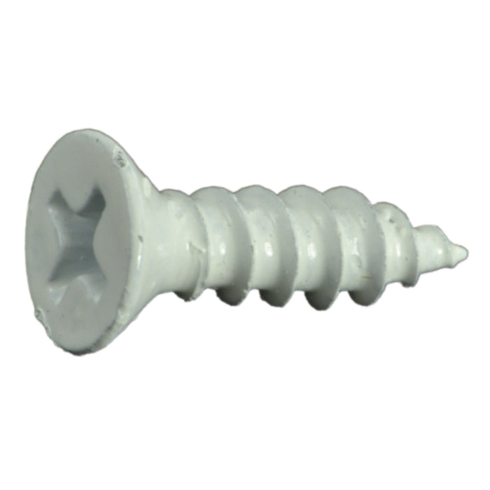 #8 x 5/8" White Steel Phillips Flat Head Sheet Metal Screws