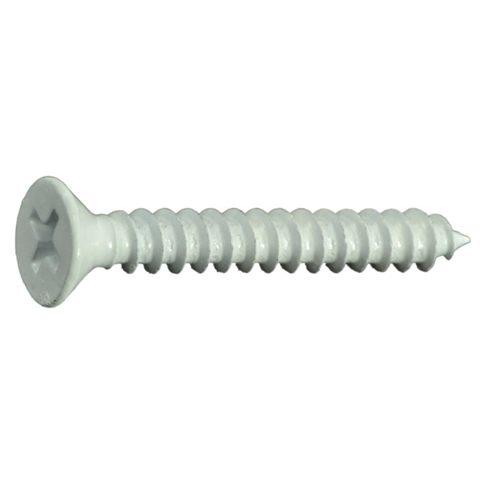 #8 x 1-1/4" White Steel Phillips Flat Head Sheet Metal Screws