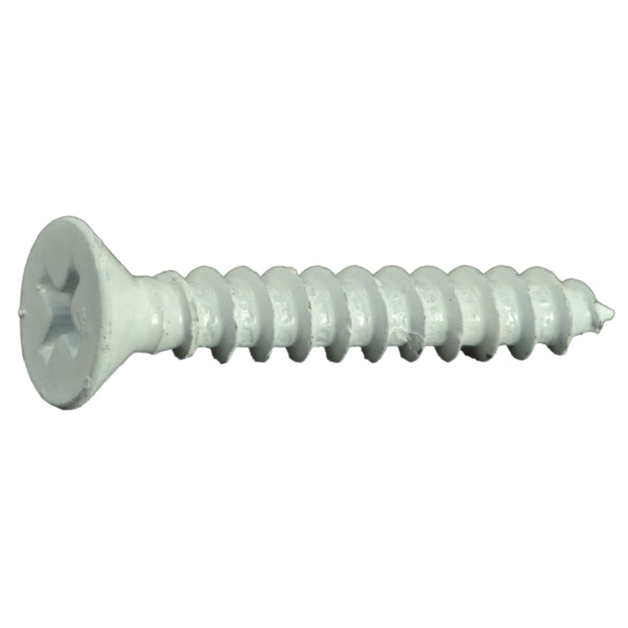 #10 x 1-1/4" White Steel Phillips Flat Head Sheet Metal Screws