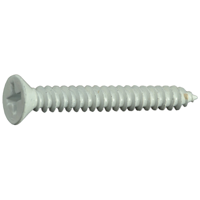 #10 x 1-1/2" White Steel Phillips Flat Head Sheet Metal Screws