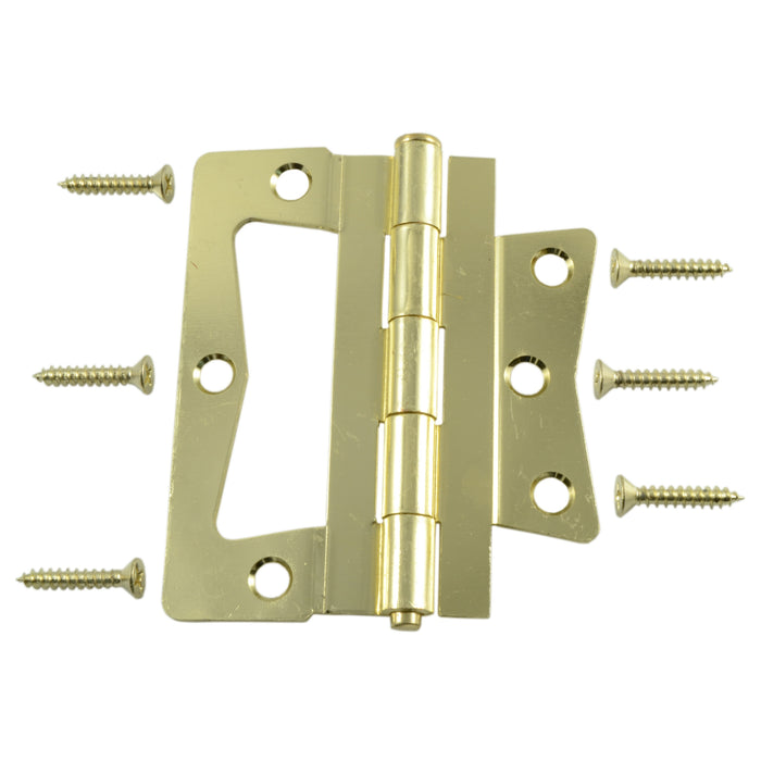 4" Brass Plated Steel Non-Mortise Hinges