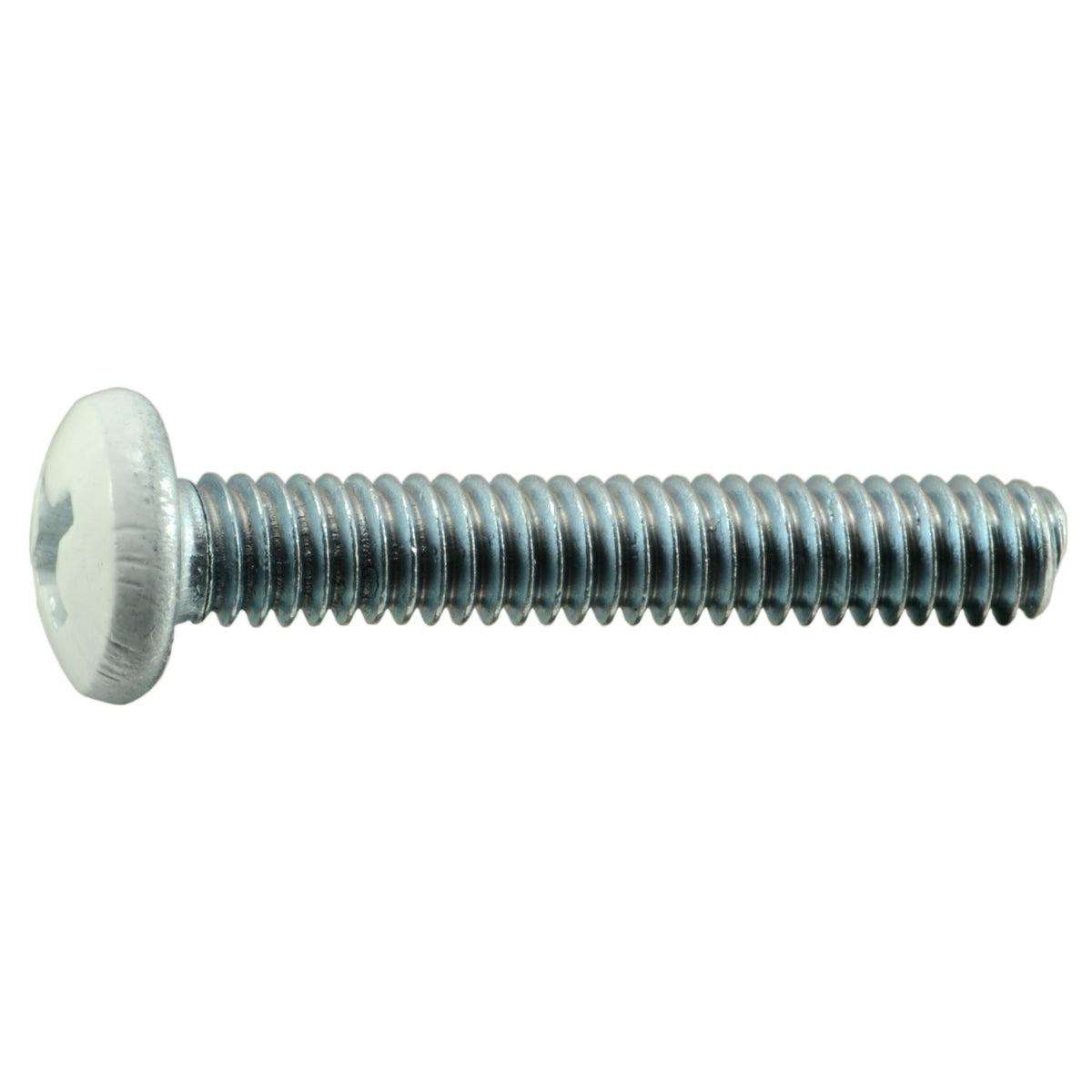 #8-32 x 1" White Painted Head Zinc Plated Steel Coarse Thread Phillips Pan Head Machine Screws