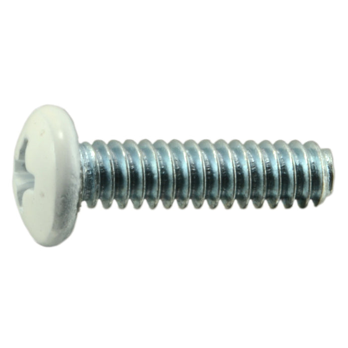 #10-24 x 3/4" White Painted Head Zinc Plated Steel Coarse Thread Phillips Pan Head Machine Screws