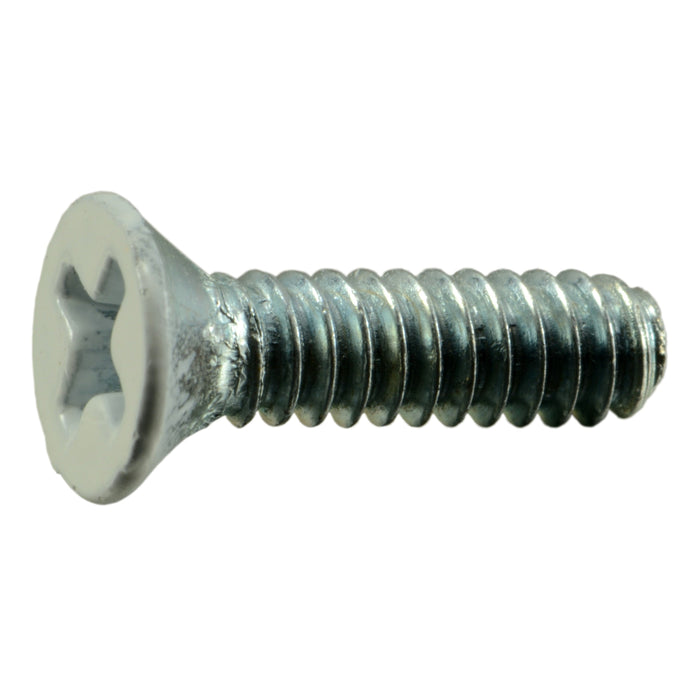 #6-32 x 1/2" White Painted Head Zinc Plated Steel Coarse Thread Phillips Flat Head Machine Screws