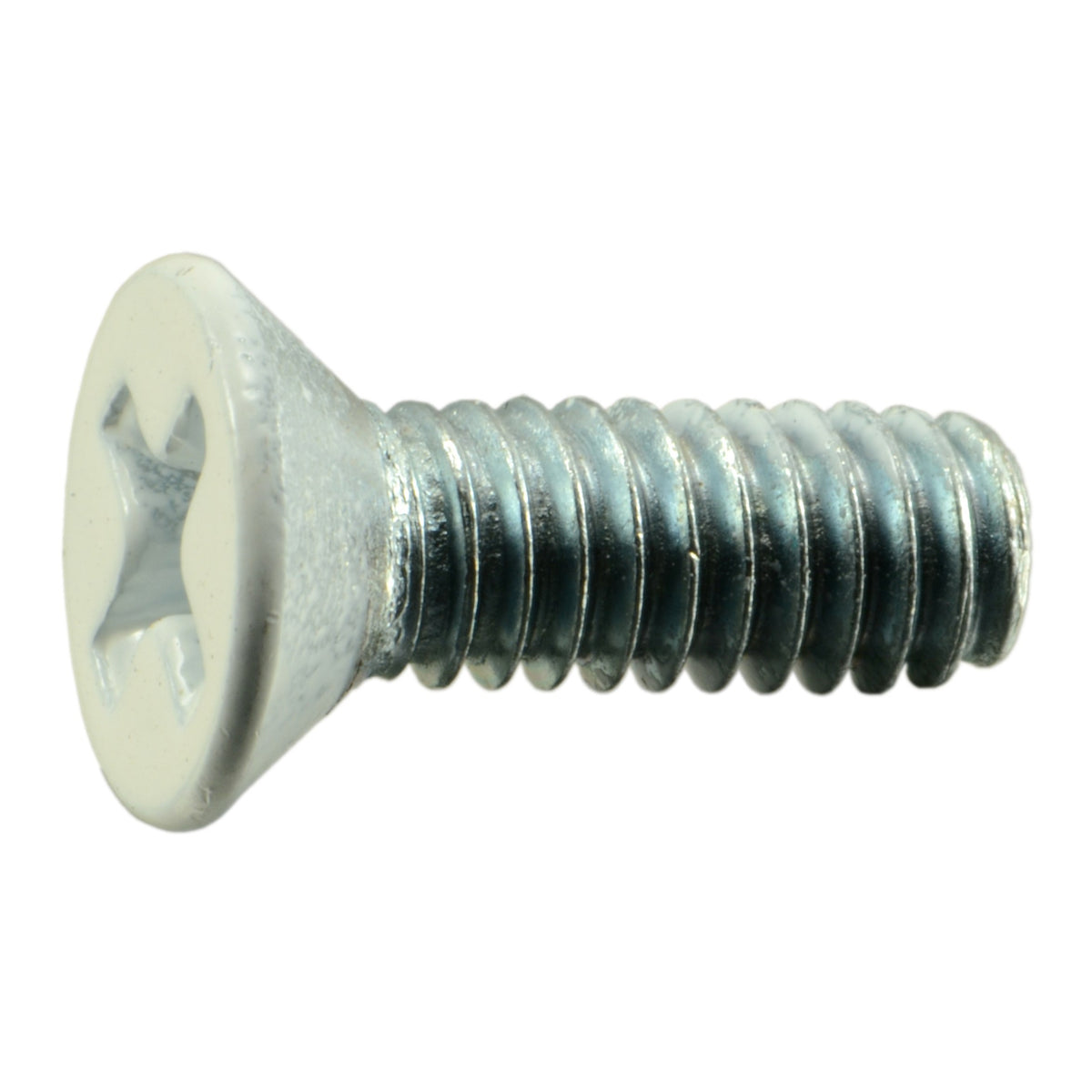 #8-32 x 1/2" White Painted Head Zinc Plated Steel Coarse Thread Phillips Flat Head Machine Screws