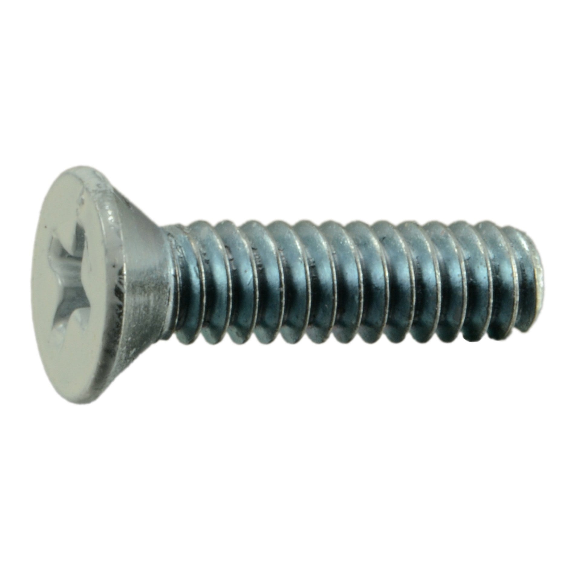 #10-24 x 3/4" White Painted Head Zinc Plated Steel Coarse Thread Phillips Flat Head Machine Screws
