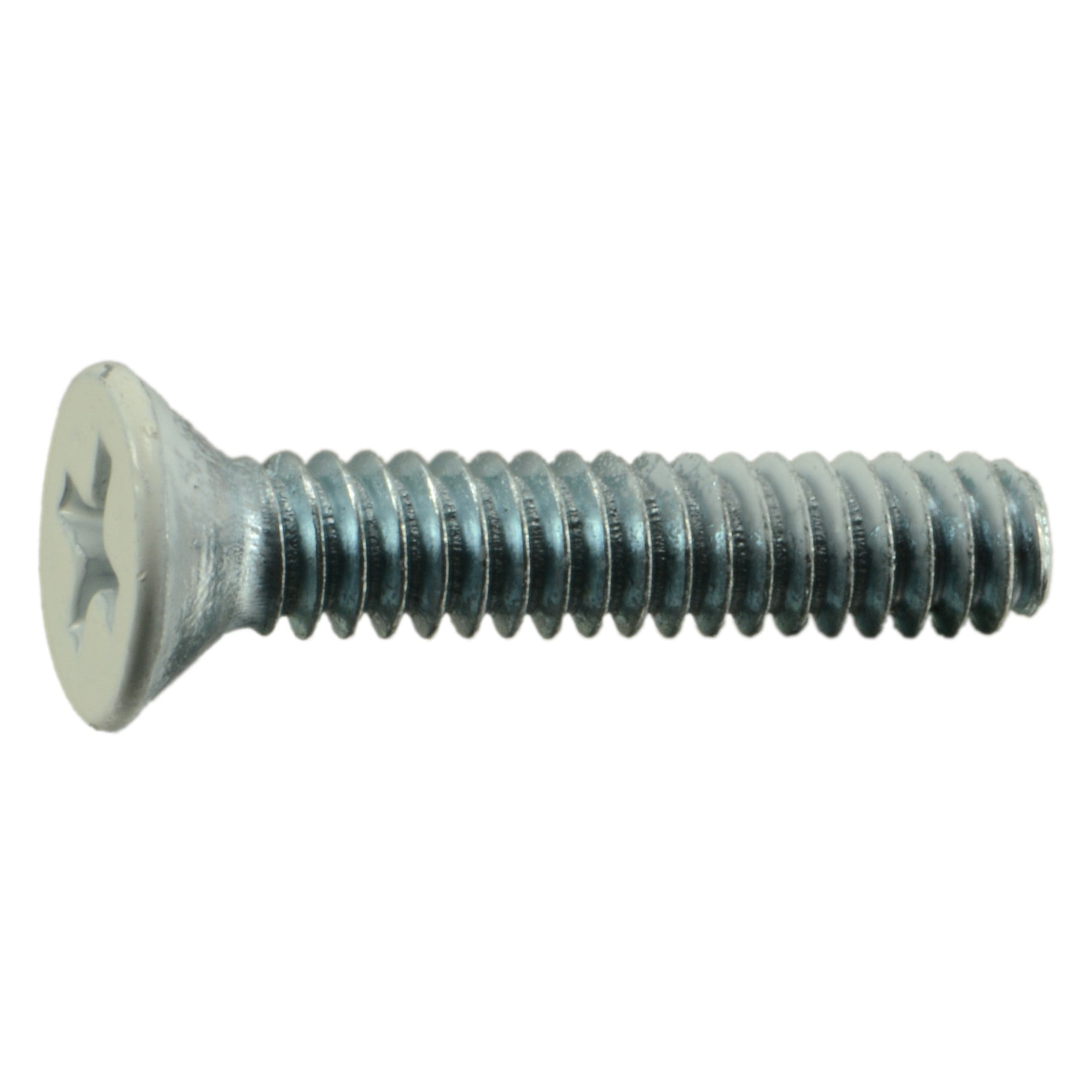 #10-24 x 1" White Painted Head Zinc Plated Steel Coarse Thread Phillips Flat Head Machine Screws