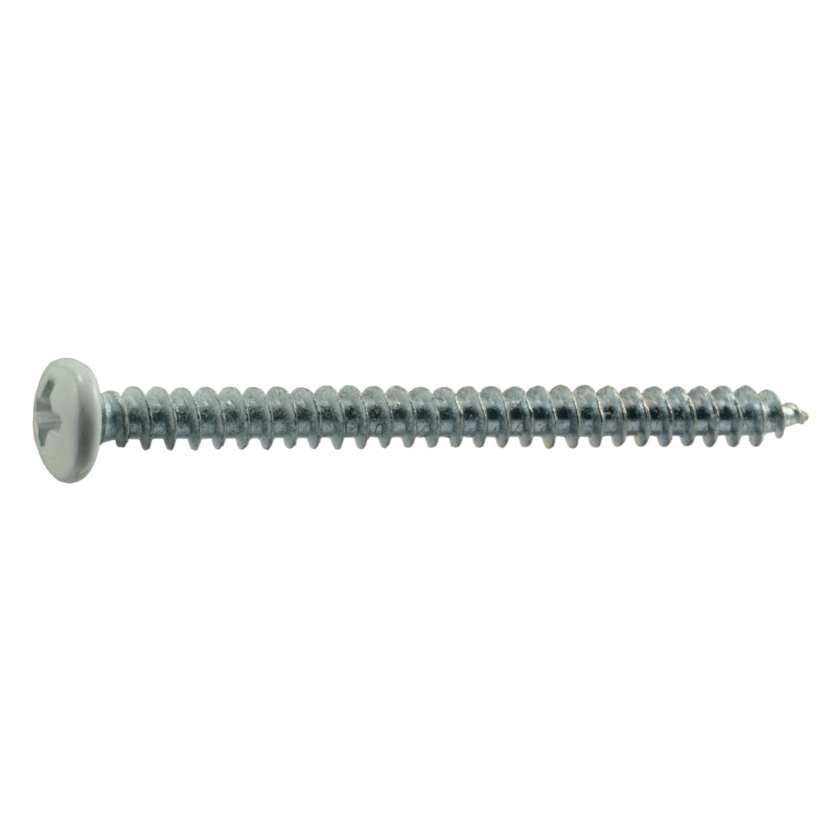 #8 x 2" White Painted Steel Phillips Pan Head Sheet Metal Screws