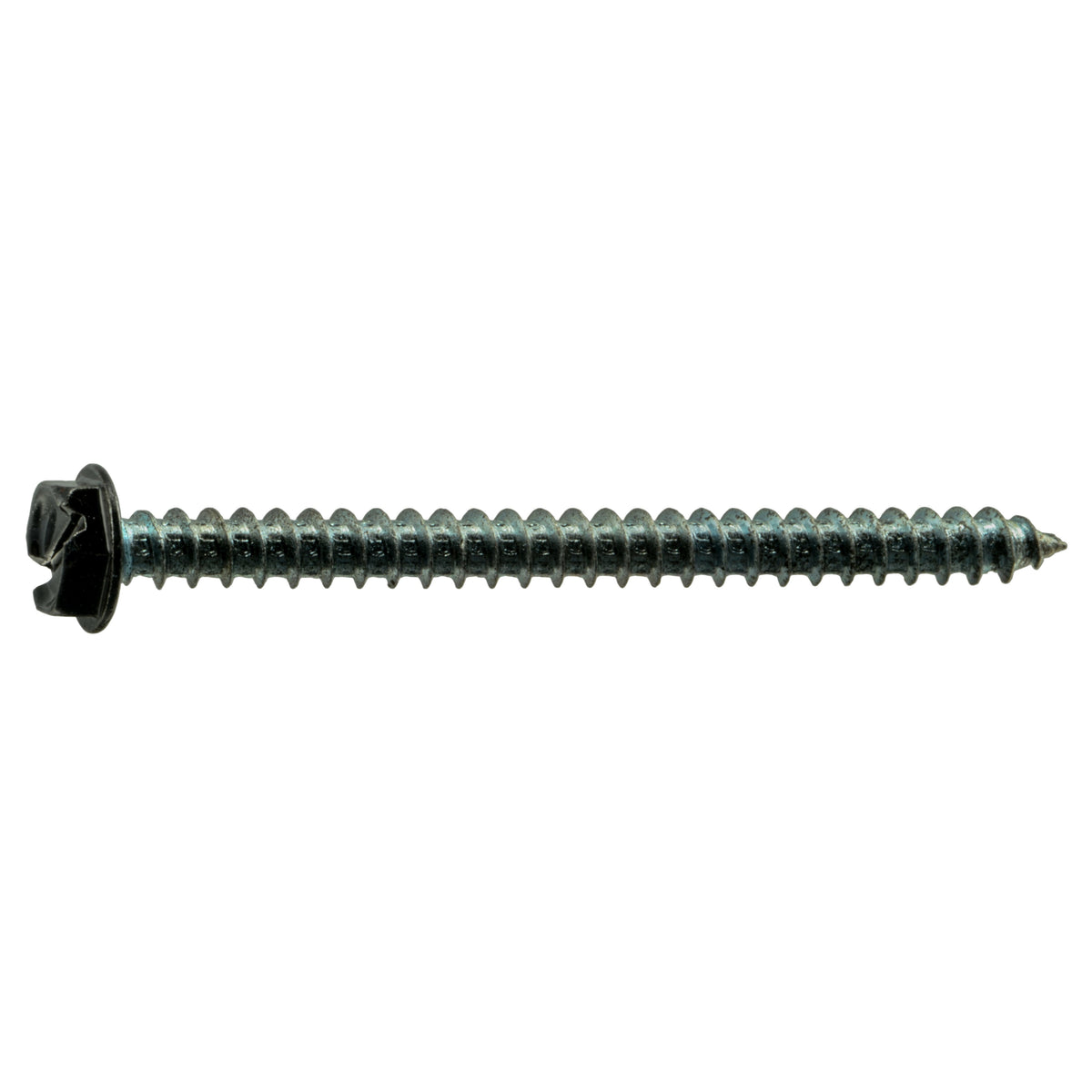 #10 x 2-1/2" Black Painted Steel Slotted Hex Washer Head Sheet Metal Screws