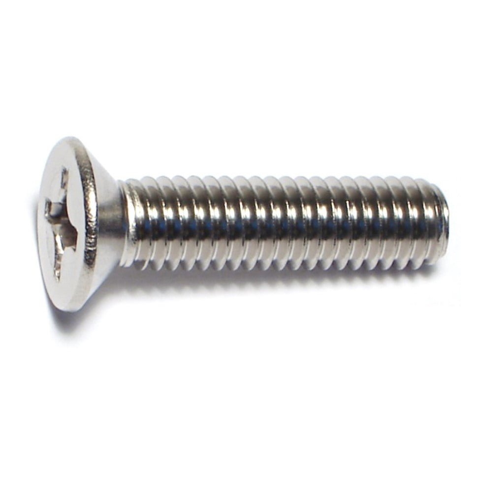 6mm-1.0 x 25mm A2 Stainless Steel Coarse Thread Phillips Flat Head Machine Screws