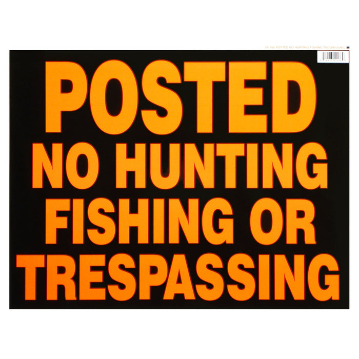 14" x 18" Styrene Plastic "Posted No Hunting" Signs