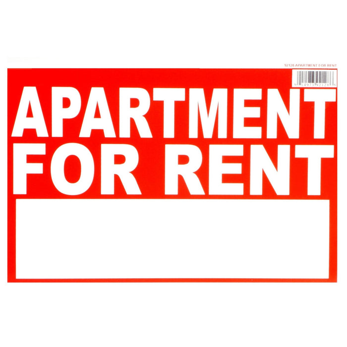 8" x 12" Styrene Plastic "Apartment for Rent" Signs