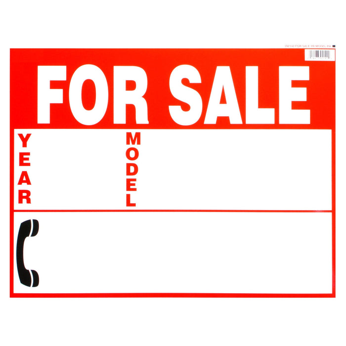 14" x 18" Styrene Plastic "For Sale Year Model" Signs