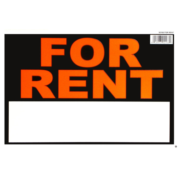 8" x 12" Styrene Plastic "For Rent" Signs