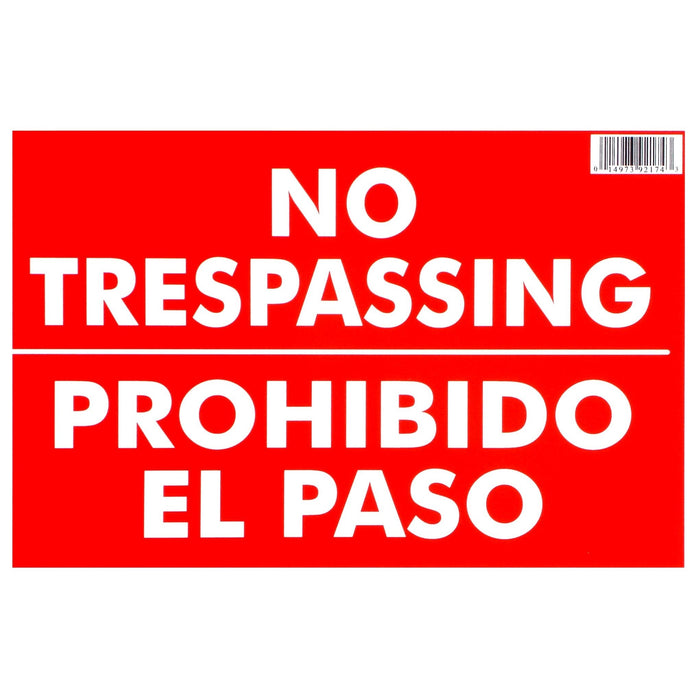 8" x 12" Styrene Plastic "No Trespassing" Signs