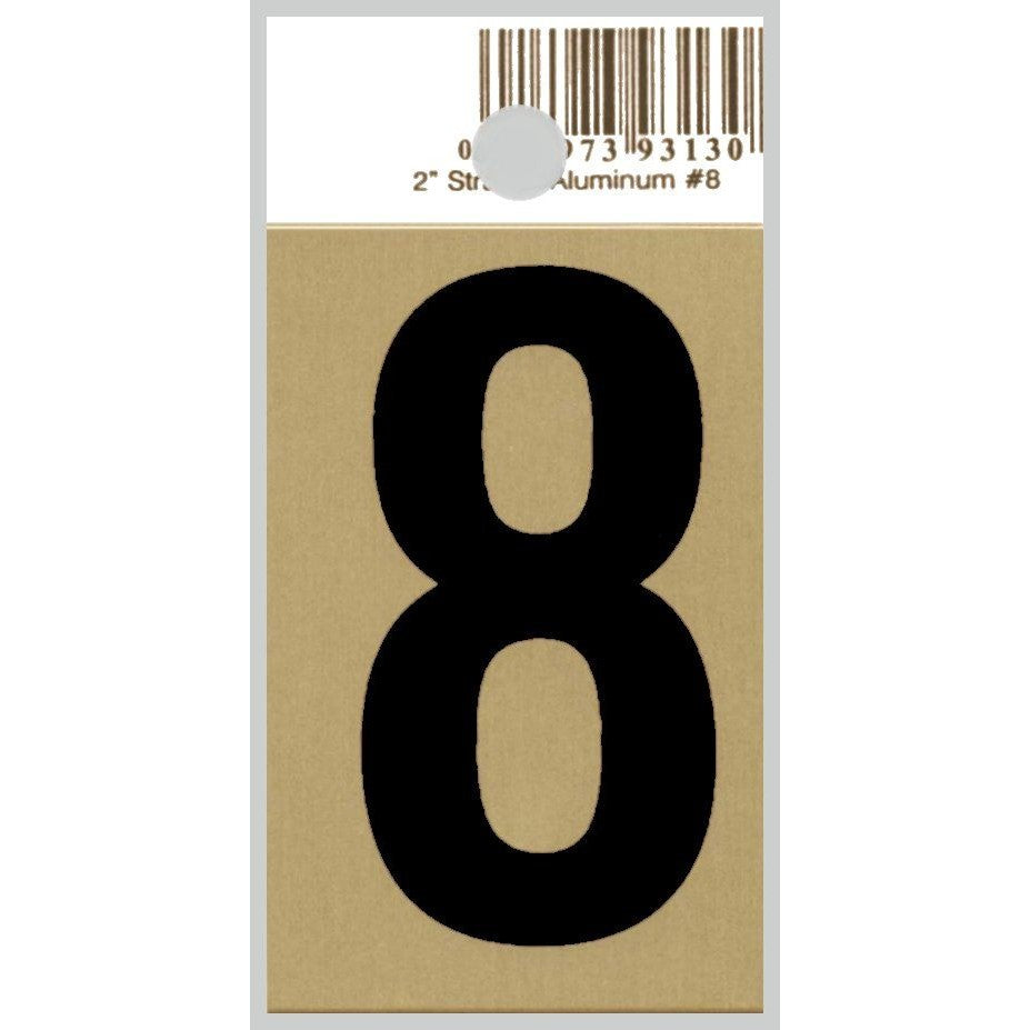 2" - "8" Straight Black & Gold Numbers
